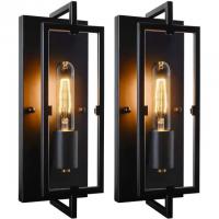 2 Industrial Wall Sconces Black Rustic Indoor Wall Lanterns