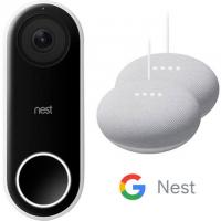 Google Nest Hello Smart Doorbell + 2 Nest Mini Speakers