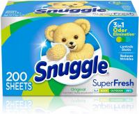 200 Snuggle Plus SuperFresh Fabric Softener Dryer Sheets