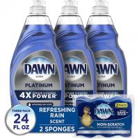 3 Dawn Ultra Platinum Dishwashing Liquid with Sponges