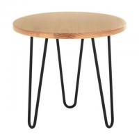 Banyan Round Honey Wood End Table with Hairpin Legs