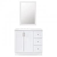 36in White Single Sink Marble Top Bathroom Vanity