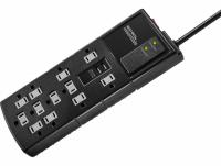 12 Outlet Essentials Surge Protector Strip with 2-USB Ports