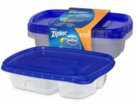 2 Ziploc Food Storage Divided Rectangle Reusable Containers