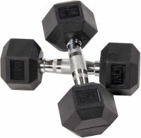 2x Rubber Encased Hex 15Lb Dumbbell