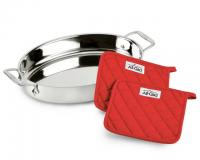 All-Clad Stainless Steel 15in Oval Baker and Pot Holder Set