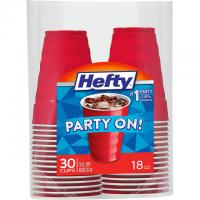 30 Hefty Party On Disposable Plastic Cups