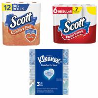 12 Scott Toilet Papers + 6 Scott Paper Towels + 3 Kleenex