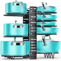Mudeela Adjustable Pan Organizer Rack for Kitchen Cabinets