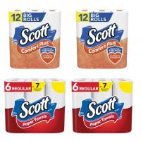 24 Scott ComfortPlus Toilet Papers + 12 Paper Towels