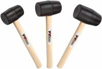 3 Rubber Mallet Set with Wood Handles
