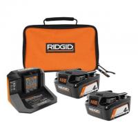 Ridgid 18V Lithium-Ion 4.0 Ah Batteries with Charger and Bag