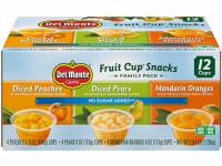 12 Del Monte No Sugar Added Fruit Cups