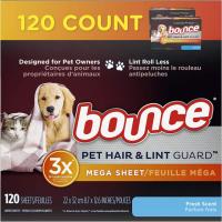 120 Bounce Pet Hair and Lint Guard Mega Dryer Sheets