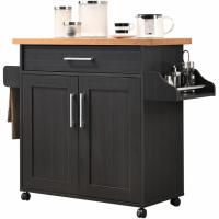 Hodedah Kitchen Island with Spice Rack