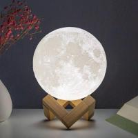 Lunar Moon Lamp with Wooden Stand