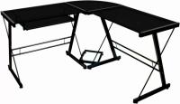 Walker Edison L-Shaped Modern Glass Corner Computer Desk