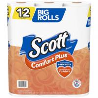 12 Scott ComfortPlus Toilet Paper Big Rolls