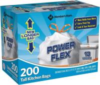 Members Mark Power Flex Tall Kitchen Drawstring Bags 200 Pack