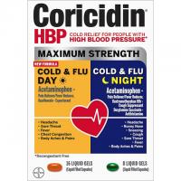 Coricidin HBP Maximum Strength Cold and Flu Medicine 24 Count