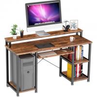 Computer Desk with Storage Shelves and Monitor Stand