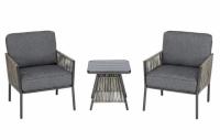 Tolston Wicker Outdoor Patio Chat Set with Charcoal Cushions