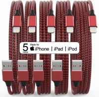 Apple iPhone Nylon Braided USB-A to Lightning Charging Cables 5 Pack