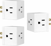 GE 3-Outlet Extender Grounded 3-Prong Wall Tap Cube 3 Pack