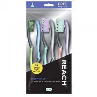 Reach Essentials Toothbrushes with Covers 6 Pack