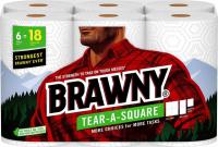 Triple Rolls Brawny Tear-A-Square 2-Ply Paper Towels 6 Pack