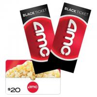 AMC Theatres Two Black Movie Tickets + Gift Card