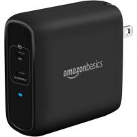 Amazon Basics 68W Two-Port GaN USB-C Black Wall Charger