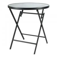 26in Mainstays Greyson Glass and Steel Round Bistro Folding Table