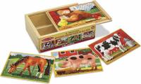 Melissa and Doug Farm 4-in-1 Wooden Jigsaw Puzzles in a Storage Box