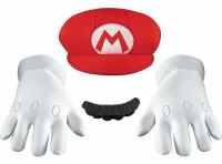 Nintendo Super Mario Bros Costume Hat Gloves Moustache Accessory Kit