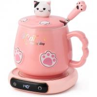 Coffee Mug Warmer and Cute Cat Mug Set by Bgbg