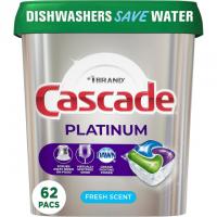 Cascade Platinum ActionPacs Dishwasher Detergent Pods 62 Pack