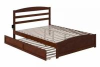 Warren W Walnut Queen Wood Frame with Twin XL Pull Out Bed