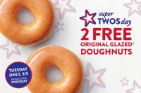 2 Krispy Kreme Original Glazed Doughnuts on March 5th
