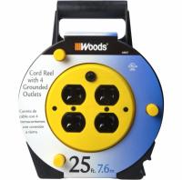Woods 4907 Extension Cord Reel with 4-Outlets and Circuit Breaker