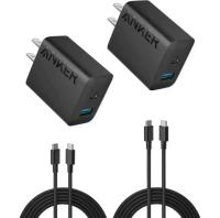 Anker 20W 2-Port USB Type-C and Type-A Black Wall Charger 2 Pack