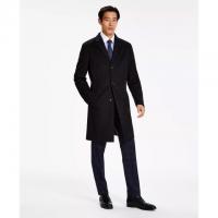 Tommy Hilfiger Mens Addison Wool-Blend Trim Fit Overcoat