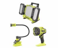 Ryobi ONE+ 18V 3-Tool Lighting Kit with Hybrid Panel Light