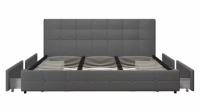 DHP Ryan Upholstered Bed with Storage Drawers in King Size
