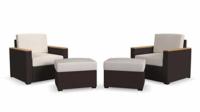 Homestyles Palm Springs Outdoor Rattan Armchair and Ottoman