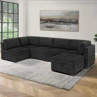 Thomasville Tisdale Fabric Modular Sectional with Storage Ottoman