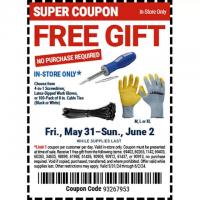 Harbor Freight Screwdriver or Gloves or Cable Ties Until June 2nd