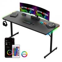 55in Large RGB Gaming Desk with Mouse Pad T-Shaped Office Desk