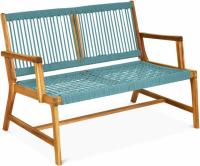 Tangkula 2-Person Patio Acacia Wood Bench Loveseat Chair