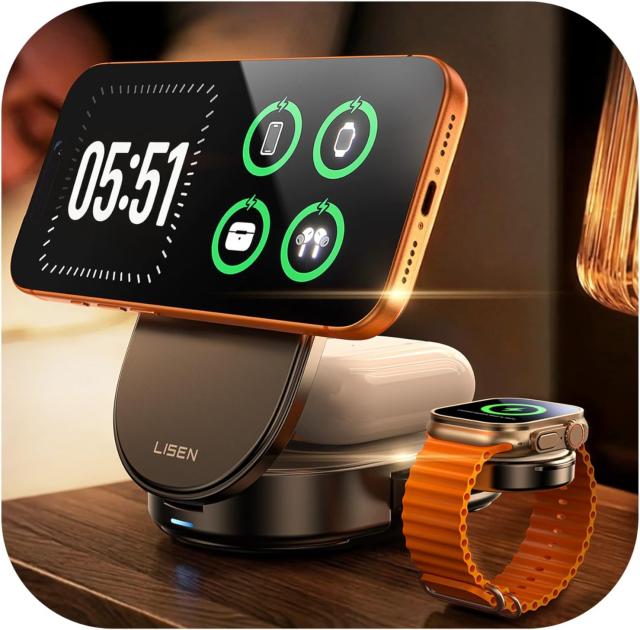 Lisen 3-in-1 Qi 2.2 25w Foldable Charging Station